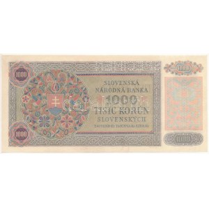 Szlovákia 1940. 1000K SPECIMEN (MINTA) perforációval, csehszlovák bélyeggel, 4A2 484289 T:UNC,AU / Slovakia 1940...