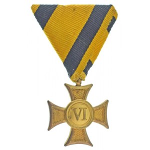 1911-1918. Katonai Legénységi Szolgálati Jel III. osztálya aranyozott bronz kitüntetés eredeti mellszalagon T:AU ...