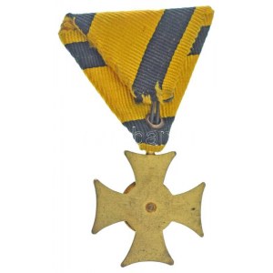 1911-1918. Katonai Legénységi Szolgálati Jel III. osztálya aranyozott bronz kitüntetés eredeti mellszalagon T:AU ...