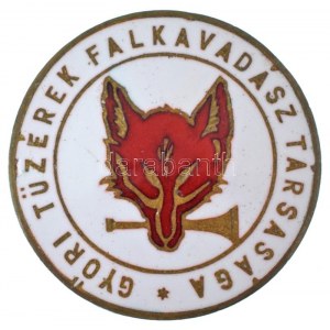 ~1930-1940. Győri Tüzérek Falkavadász Társasága zománcozott bronz gomblyukjelvény Walther E. Budapest...
