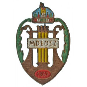 1936. MDEOSZ (Magyar Dalegyletek Országos Szövetsége) festett bronz dalos jelvény (23x35mm) ...