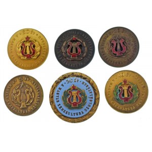 ~1965-1970. 5, 10, 20, 30, 40 és 50 év a Magyar Zenekultúra Szolgálatában bronz, zománcozott bronz és zománcozott...