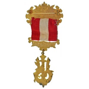 Ausztria ~1910. Wiener Männer Gesang Verein Landstrasse Gürtel zománcozott bronz dalos jelvény szalagon, A...