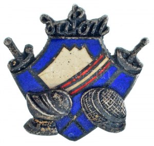 Franciaország ~1930. zománcozott, jelzett Ag vívó jelvény (5,29g/21x20mm) T:AU / France ~1930. enameled...