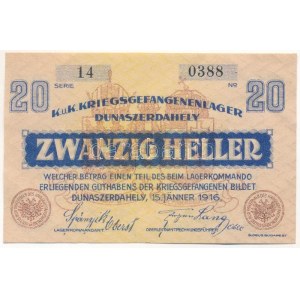 Dunaszerdahely / hadifogolytábor 1916. január 15. 20f 14 0388 T:XF hajtatlan, sarokhajlások / Hungary ...