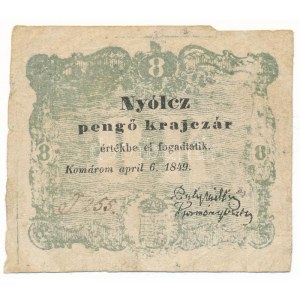 Komárom / Várbeli Hivatal 1849.04.06. 8kr I 255 T:F,VG / Hungary / Komárom / Castle Authority 1849. 8 Krajczár I 255...