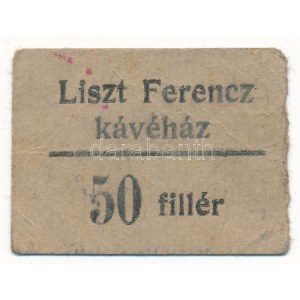 Budapest 1919-1925. 50f Liszt Ferencz kávéház vastag kartonon, hátoldalon bélyegzés és szignó T:XF / Hungary 1919...