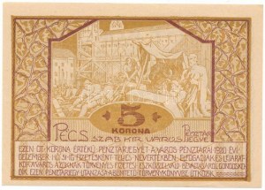 Pécs 1920.04.16. 5K házipénztár-pénztárjegy T:AU / Hungary / Pécs April 16th, 1920...