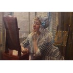 Pap Emil (1884-1955): Lány tükörrel. Olaj, vászon. Jelezve balra lent...