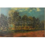 Nádler Róbert (1858-1938): Lovakat mustráló fiúk, 1920. Olaj, vászon. Jelezve jobbra lent...