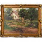 Neogrády László (1896-1962): Hazafelé. Olaj, vászon, jelzett. Dekoratív, kissé sérült fa keretben. 60×80 cm ...