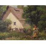 Neogrády László (1896-1962): Hazafelé. Olaj, vászon, jelzett. Dekoratív, kissé sérült fa keretben. 60×80 cm ...