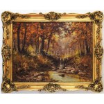 Neogrády László (1896-1962): Erdőbelső. Olaj, vászon, jelzett. Dekoratív, kissé kopott fakeretben. 60×80 cm ...