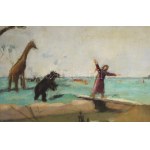 Fényes Adolf (1867-1945): Kiűzetés a paradicsomból. Olaj, vászon, jelzés nélkül. 55x87 cm...