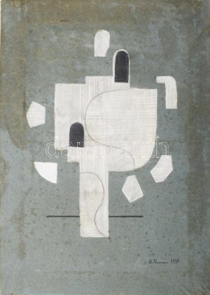 Henri Nouveau (1901-1959): Kompozíció, 1931. Vegyes technika, papír, jelezve jobbra lent: H. Nouveau 1931. André Coll...