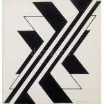 Fajó János (1937-2018): Geometrikus kompozíció, 1971. Tus, papír, jelezve jobbra lent. Üvegezett fakeretben. 21x20 cm ...