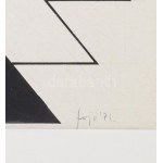 Fajó János (1937-2018): Geometrikus kompozíció, 1971. Tus, papír, jelezve jobbra lent. Üvegezett fakeretben. 21x20 cm ...