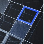 Ottó László (1966-): Origo-metrum + space [20200529]. Akril, vászon, jelzett a hátoldalán. 60x60 cm...
