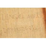 Lengyel András (1952-): Derékszög, 1989. Vegyes technika, applikáció, vászon. Jelzett a hátoldalán. Fakeretben...