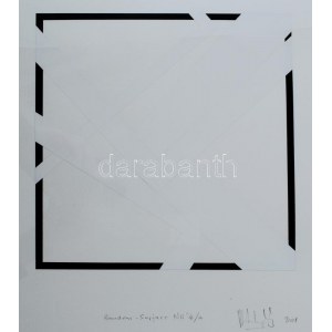 Wolsky András (1969-): Random-surface No. 4/A, 2021. Akril, kollázs, papír, jelzett. Üvegezett fakeretben. 21x21 cm...