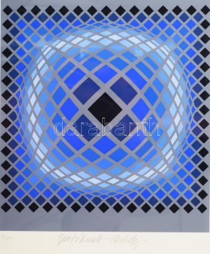 Victor Vasarely (1908-1997): Bartóknak. Szitanyomat, papír, jelzett, számozott (49/100), üvegezett fakeretben, 36×31 cm...