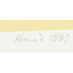 Konok Tamás (1930-2020): Kompozíció, 1991. Szitanyomat, papír, jelzett. Számozott: 22/40. 28×28 cm ...