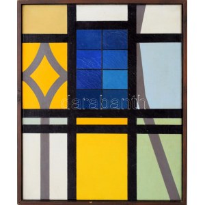 Gy. Molnár István (1933-2010): Geometrikus kompozíció (cím nélkül), 1981. Olaj, vászon, jelzett a hátoldalán...