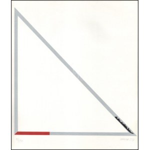 Hencze Tamás (1938-2018): Háromszögletű tér (cím nélkül), 1982. Szitanyomat, papír, jelzett. Számozott: 41/130. Az 1982...