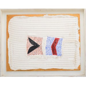 Bartl József (1932-2013): Két mező pettyezve, 2002. Akril, farost, jelzett a hátoldalán. Fakeretben, 36x47 cm...