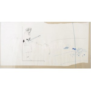 Wahorn András (1953-): Koncert után hazafelé, 1982. Vegyes technika, papír. Jelezve balra középen fent. 33x66 cm...