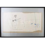 Wahorn András (1953-): Koncert után hazafelé, 1982. Vegyes technika, papír. Jelezve balra középen fent. 33x66 cm...