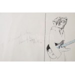 Wahorn András (1953-): Koncert után hazafelé, 1982. Vegyes technika, papír. Jelezve balra középen fent. 33x66 cm...