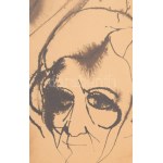 Szász Endre (1926-2003): Arcok. Tus, papír, jelezve jobbra lent, üvegezett fakeretben. 34x20,5 cm
