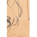 Szász Endre (1926-2003): Arcok. Tus, papír, jelezve jobbra lent, üvegezett fakeretben. 34x20,5 cm