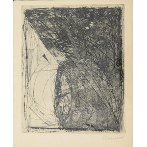 Kondor Béla (1931-1972): Vonalkompozíció. Rézkarc, papír, jelzett, üvegezett fakeretben. 13...
