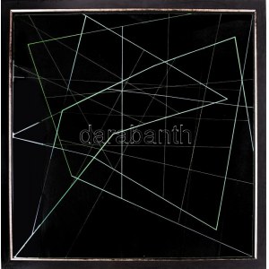 Zalavári József (1955-): Geometria (cím nélkül), 1980. Ceruza, papír, jelzett a hátoldalán. Üvegezett fakeretben...