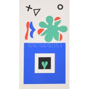 Bartl József (1932-2013): Hétlevelű lóhere, 1980. Szitanyomat, papír. Jelzett. Próbanyomat! 53x27 cm. A szív, kereszt...
