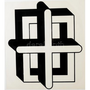 Bak Imre (1939-2022): Négyzet-kereszt (cím nélkül), 1970-es évek vége. Szitanyomat, papír, jelzés nélkül. 48x57 cm...
