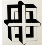 Bak Imre (1939-2022): Négyzet-kereszt (cím nélkül), 1970-es évek vége. Szitanyomat, papír, jelzés nélkül. 48x57 cm...