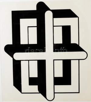 Bak Imre (1939-2022): Négyzet-kereszt (cím nélkül), 1970-es évek vége. Szitanyomat, papír, jelzés nélkül. 48x57 cm...