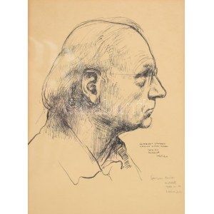 László Gyula (1910-1998): Önarckép tükörben, 1977. Tus, toll, papír, jelezve jobbra lent...