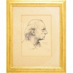 László Gyula (1910-1998): Önarckép tükörben, 1977. Tus, toll, papír, jelezve jobbra lent...