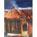 Bér Rudolf (1924-2004): Fenyvespart (Balaton?), 1960 körül. Olaj, farost. Jelezve középen lent...