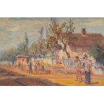 Platthy György (1908-2003): Balatonlellei vasúti megálló, 1955. Olaj, vászon, jelezve jobbra lent...