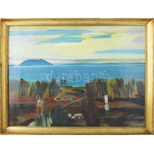Szentgyörgyi Kornél (1916-2006): Balaton. Olaj, farost, jelezve jobbra lent, hátoldalán Képcsarnok Vállalat címkéje...