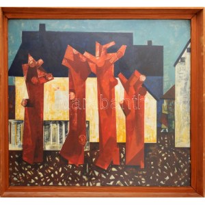 Ficzere László (1910-1967): Miskolc, Csabai kapu 22. Olaj, farost 70x80 cm Üvegezett keretben