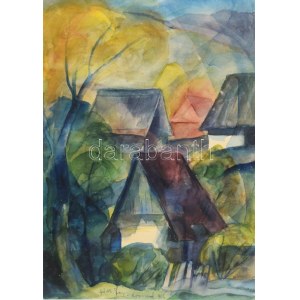Páll Lajos (1938-2012): Korondi táj (Erdély), 1965. Akvarell, papír, jelezve középen lent. Proveniencia...