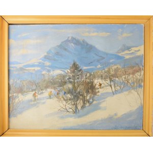 Csáki-Maronyák József (1910-2002): Svájci táj. Olaj, vászon. Jelezve jobbra lent. Fakeretben. 80x100 cm...