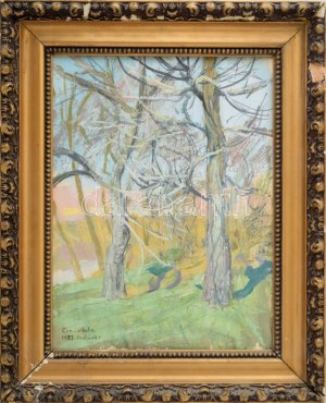 ifj. Czene Béla (1911-1999): Tavasz a Zagyvaparton, 1958. Tempera, papír. jbl.: Czene Béla 1958 Szolnok...