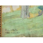 ifj. Czene Béla (1911-1999): Tavasz a Zagyvaparton, 1958. Tempera, papír. jbl.: Czene Béla 1958 Szolnok...